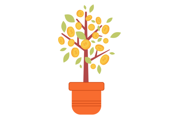 Download Finance Growth Color Icon. Money Coins O - Icon Collection