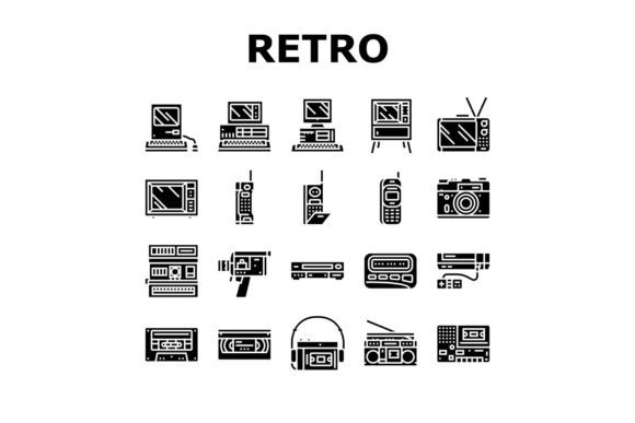 Download Retro Gadget Technology Device Icons Set - Icon Collection