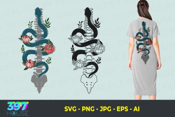 Download Human Spine with Snake and Flower - Man Collection