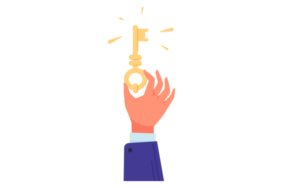 Download Golden Key in Human Hand. Achievement Ic - Man Collection