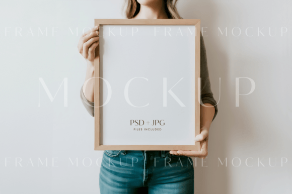 Download Modern Woman Holding 11x14 Frame Mockup - Man Collection