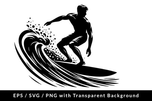 Download Surfing Man Silhouette SVG EPS PNG - Man Collection