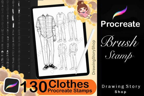 Download 130 Procreate Man Clothes Stamps Brushes - Man Collection